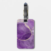 パープルモダンアルコールインクアートラゲッジタグ ラゲッジタグ (裏面縦)