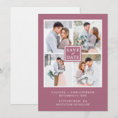 パープルモダンカシス写真コラージュ日付の保存 (正面/裏面)