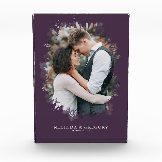 パープルモダンカスタムフォトギフトホームデコール フォトブロック (正面)