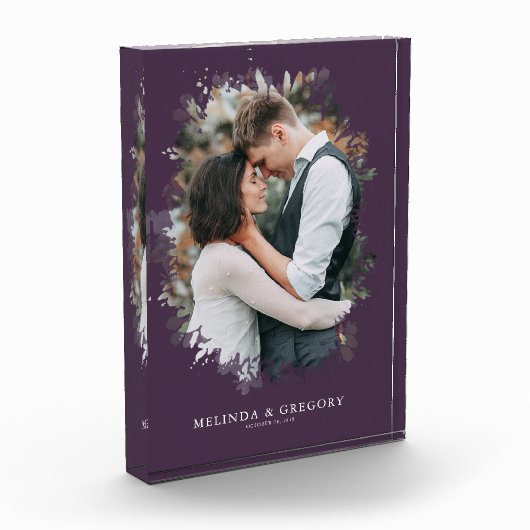 パープルモダンカスタムフォトギフトホームデコール フォトブロック (左)