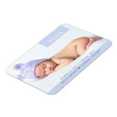 パープルモダンガールベビーフォト誕生 マグネット (左側)