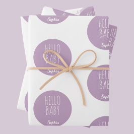 パープルモダンクラシック新生児 ラッピングペーパーシート