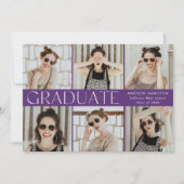 パープルモダンクラシック12写真卒業 案内状 (正面)