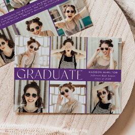 パープルモダンクラシック12写真卒業 案内状