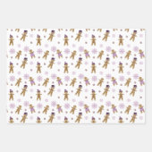 パープルモダンクリスマス雪だるまジンジャーブレッドマン ラッピングペーパーシート (正面2)