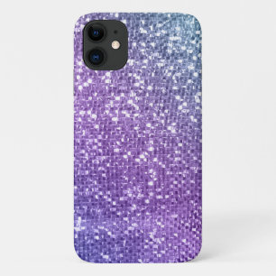 パープルモダングリッターきらめくガーリーパタグラデーションーン iPhone 11 ケース