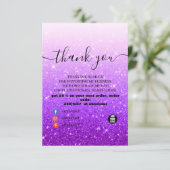 パープルモダングリッターサンキューカード サンキューカード (スタンド正面)