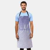 パープルモダングリッタースパークルパーソナライズされた名 エプロン (着用した状態)