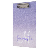 パープルモダングリッタースパークルパーソナライズされた名 クリップボード (左)