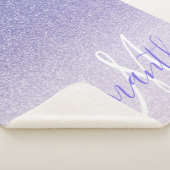 パープルモダングリッタースパークルパーソナライズされた名 シェルパブランケット (3/4)