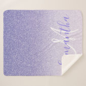 パープルモダングリッタースパークルパーソナライズされた名 シェルパブランケット (正面(横))