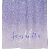 パープルモダングリッタースパークルパーソナライズされた名 シャワーカーテン (正面)