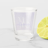 パープルモダングリッタースパークルパーソナライズされた名 ショットグラス (裏面)