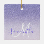 パープルモダングリッタースパークルパーソナライズされた名 セラミックオーナメント (裏面)