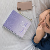 パープルモダングリッタースパークルパーソナライズされた名 ノートブック