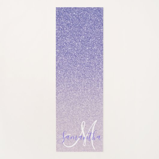 パープルモダングリッタースパークルパーソナライズされた名 ヨガマット (正面)
