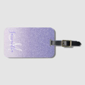 パープルモダングリッタースパークルパーソナライズされた名 ラゲッジタグ (正面横)