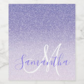 パープルモダングリッタースパークルパーソナライズされた名 ワインラベル (シングルラベル)
