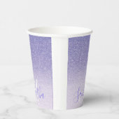 パープルモダングリッタースパークルパーソナライズされた名 紙コップ (右)
