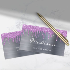 パープルモダングリッタードリップスタイリスト 名刺