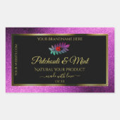 パープルモダングリッターブラック製品ラベルLadybug 長方形シール (正面)