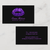 パープルモダングリッターリップメイクアップアーティスト 名刺 (正面/裏面)