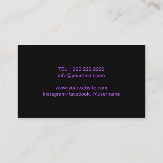 パープルモダングリッターリップメイクアップアーティスト 名刺 (裏面)