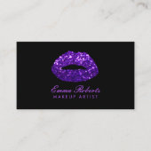 パープルモダングリッターリップメイクアップアーティスト 名刺 (正面)