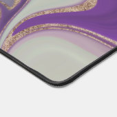 パープルモダングリーン&金ゴールド大理石スワールモノグラム デスクマット (コーナー)