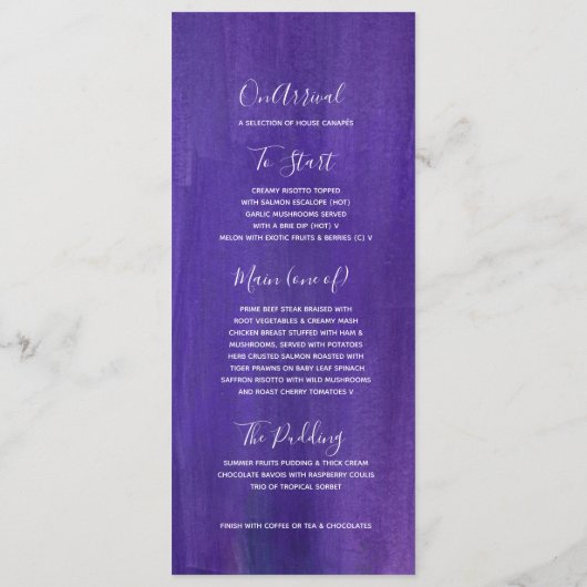 パープルモダングレーテッド結婚アートメニュー メニュー (裏面)