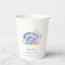 パープルモダンサマーシーパールガールベビーシャワー 紙コップ