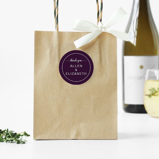 パープルモダンサンキューカード結婚式の引き出物 ラウンドシール