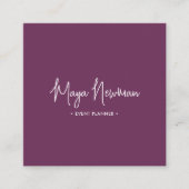 パープルモダンシグネチャーミニマルシックQRコード スクエア名刺 (正面)