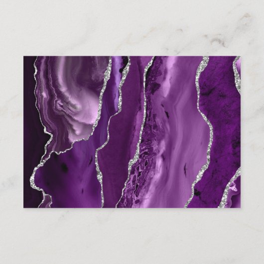 パープルモダンシルバーアガートダークウェディングレセプション エンクロージャーカード (裏面)