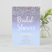 パープルモダンシルバーグラムグリッターブライダルシャワー 招待状 (スタンド正面)