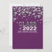 パープルモダンシルバーグリッター卒業パーティーインビ 招待状 (裏面)