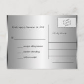 パープルモダンシルバーフローラウェディングRSVP インビテーションポストカード (裏面)