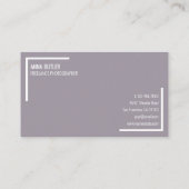 パープルモダンシンプルミニマルプロフェッショナルプレーン 名刺 (裏面)