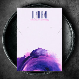 パープルモダンジュエリーネックレスイヤリングディスプレイ 名刺