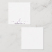 パープルモダンスクリプトモノグラムイニシャルミニマリスト ノートカード (正面/裏面)