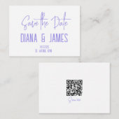 パープルモダンスクリプト日付の保存 ノートカード (正面/裏面)