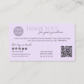 パープルモダンスクリプトQRコード、ありがとうございます 名刺 (裏面)