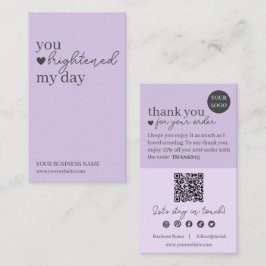 パープルモダンスクリプトQRコード、ありがとうございます 名刺