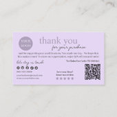 パープルモダンスクリプトQRコード、ありがとうございます 名刺 (裏面)