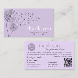 パープルモダンスクリプトQRコード、ありがとうございます 名刺