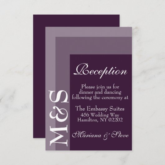 パープルモダンスクリプ結婚トのカード サンキューカード (正面/裏面)