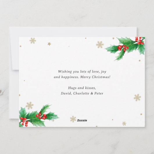 パープルモダンスターズメリークリスマスフォトカード シーズンカード (裏面)