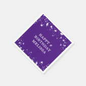 パープルモダンスターズ任意の年齢誕生日あなたのテキスト スタンダードカクテルナプキン (角)