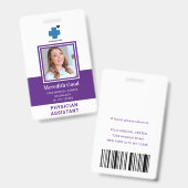 パープルモダンセキュリティID医師アシスタント バッジ (正面＆裏面)