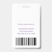 パープルモダンセキュリティID医師アシスタント バッジ (裏面)